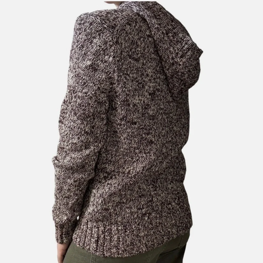 Vintage 1990s Polo Ralph Lauren Brown 100% Cotton Fisherman Toggle Sweater Sz L - Picture 2 of 8